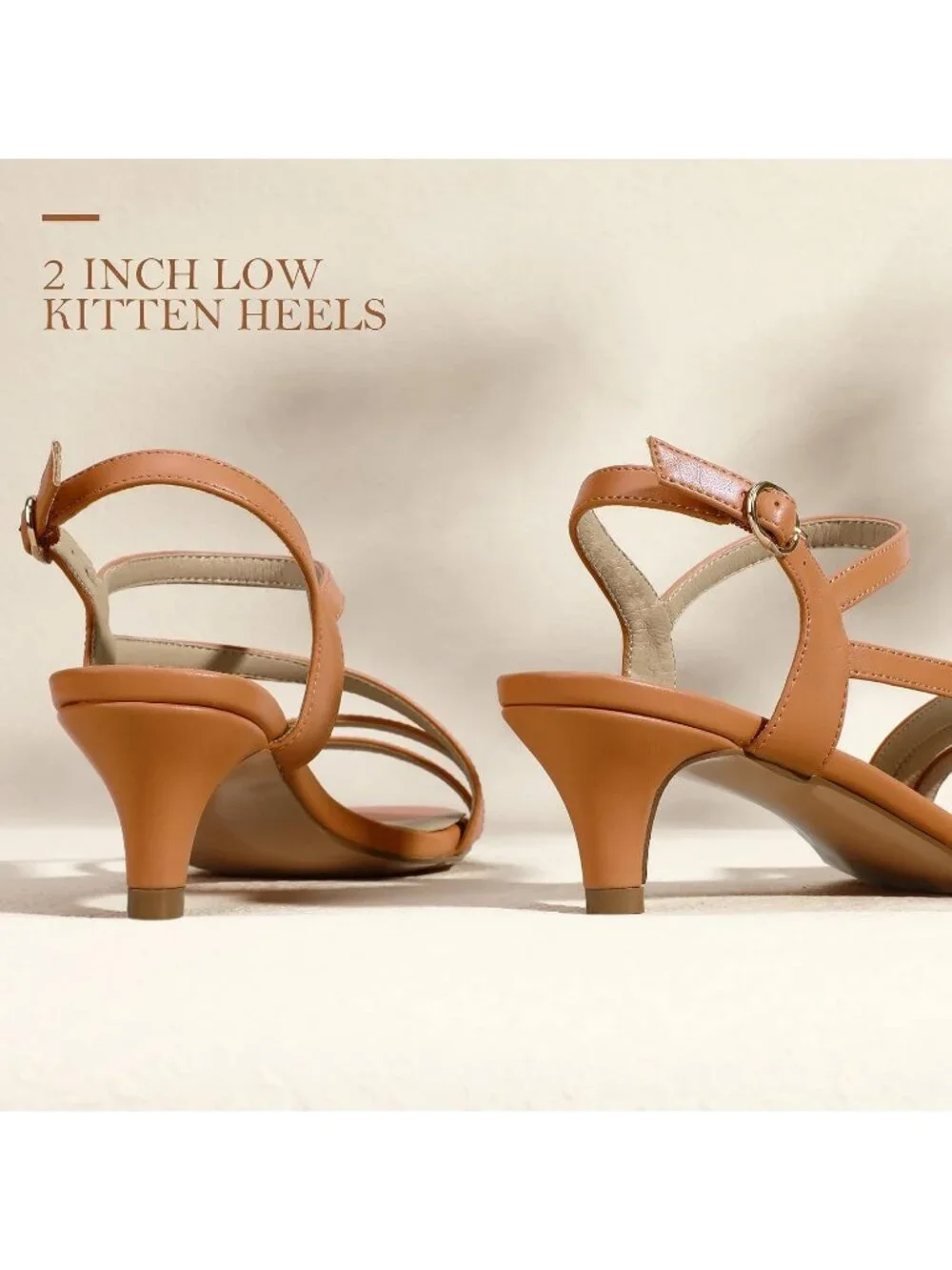 Women's Nude PU Low Kitten Heels Open Toe Heel Buckle Ankle Strap Sandals_6